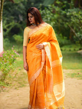 Exquisite rich look heavy banarasi honey orange saree